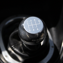 Load image into Gallery viewer, UPR Mustang Large Polished Billet Flat Top w/6 Speed Pattern Shift Knob (79-04) 1008-2-15