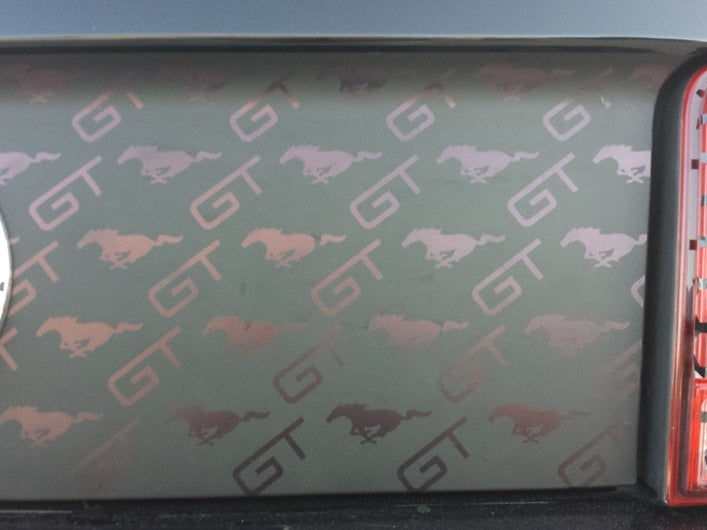 Vinyl Mustang Matte Black GT and Running Pony Rear Decklid Panel (05-09)