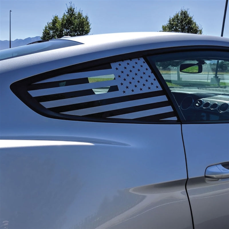 Ford Mustang Quarter Window Flag Decal Window Decals - Pair (15-20)