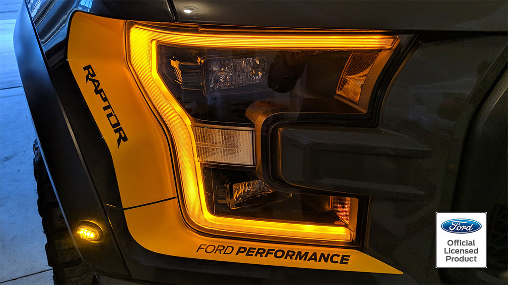 2017-2020 Ford Raptor Headlight Accents W/Ford Performance & Raptor Logo