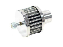 Load image into Gallery viewer, K&amp;N Steel Base Chrome Top Crankcase Vent Filter 1in OD Vent / 2in OD / 1-1/2in H Stud Mount