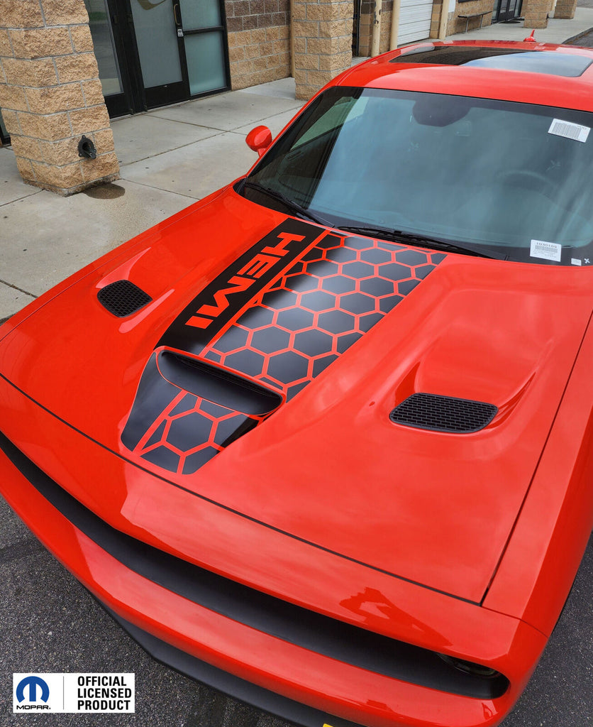 Dodge Challenger Hood Stripe Vinyl Decal Honey Side HEMI  –  2019-2023