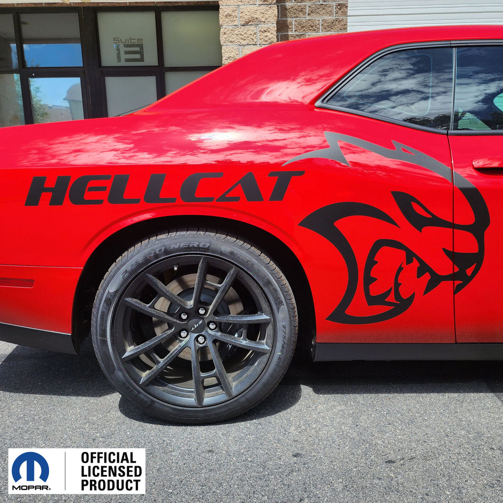 Dodge Challenger Side Hellcat With Hellcat Vinyl Sticker Decal  – PAIR 2019 - 2023