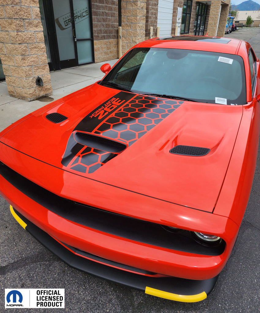 Dodge Challenger Hood Stripe Vinyl Decal Honey Side 392 Scat Pack  –  2019-2023