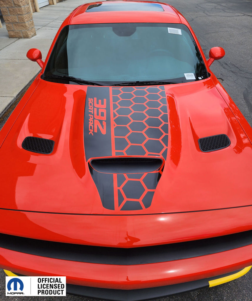 Dodge Challenger Hood Stripe Vinyl Decal Honey Side 392 Scat Pack  –  2019-2023