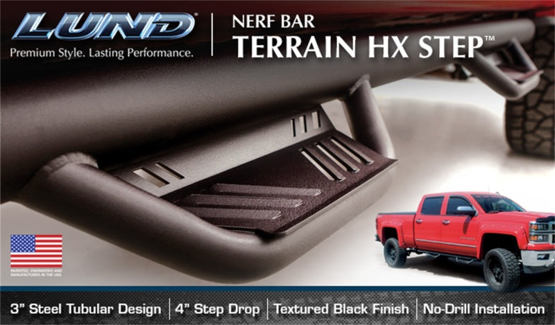 Lund 09-15 Dodge Ram 1500 Crew Cab (Built Before 7/1/15) Terrain HX Step Nerf Bars - Black