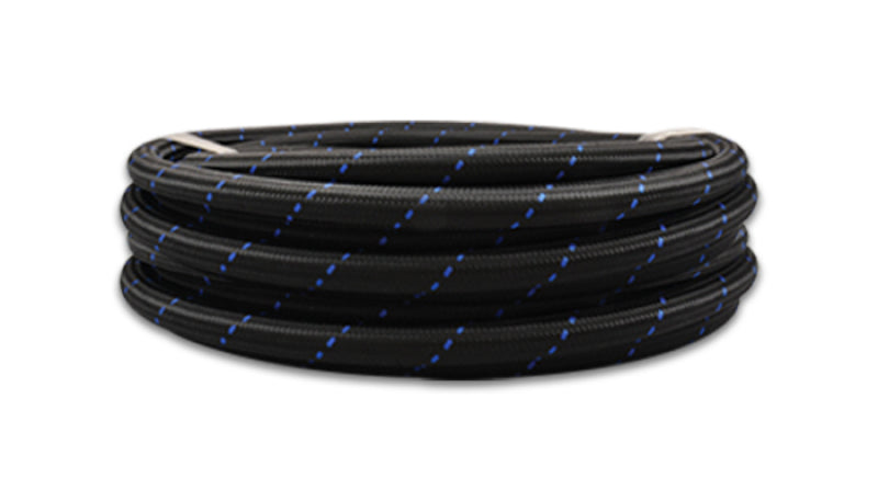 Vibrant -4 AN Two-Tone Black/Blue Nylon Braided Flex Hose (2 foot roll)