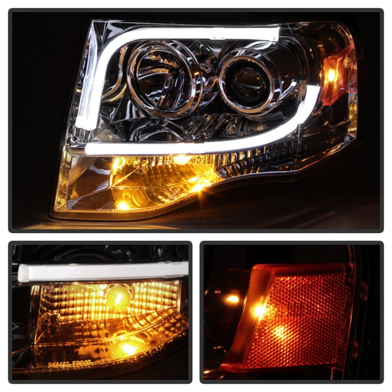 Spyder Ford Expedition 07-13 Projector Headlights Light Tube DRL Chrm PRO-YD-FE07-LTDRL-C