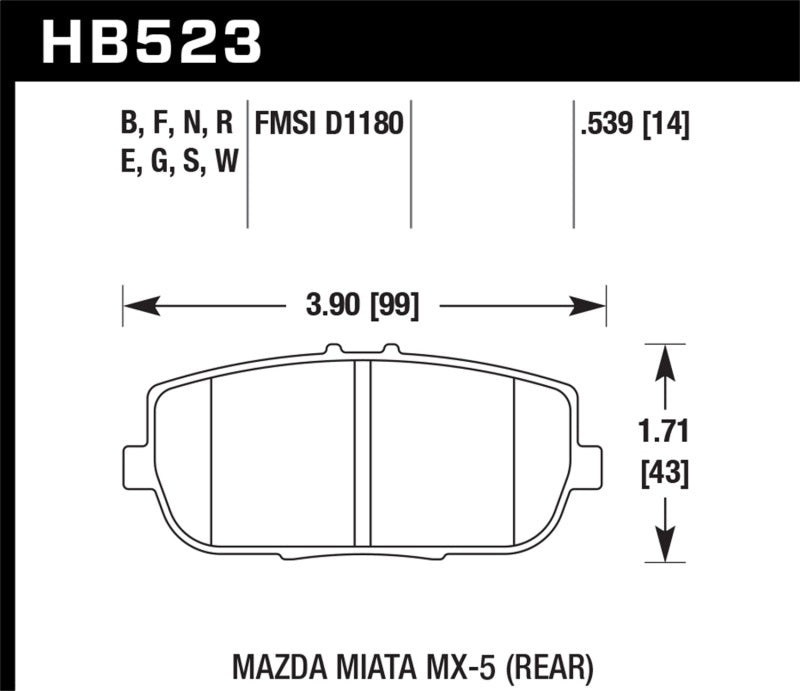 Hawk 06-10 Mazda Miata Mx-5 Rear HPS Sreet Brake Pads