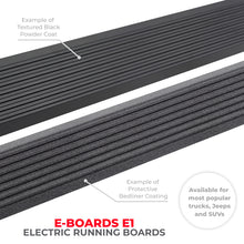 Load image into Gallery viewer, Go Rhino 21-23 Ford Bronco 4dr E-BOARD E1 Electric Running Board Kit (No Drill) - Bedliner Coating