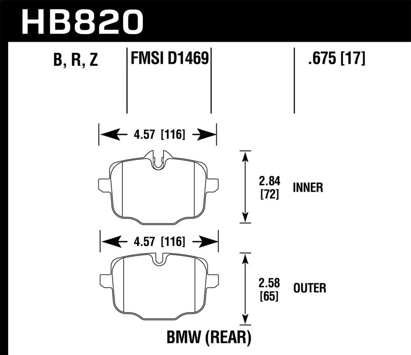 Hawk 12-17 BMW M6 / 14-17 BMW M6 Gran Coupe / 13-16 BMW M5 HPS 5.0 Rear Brake Pads