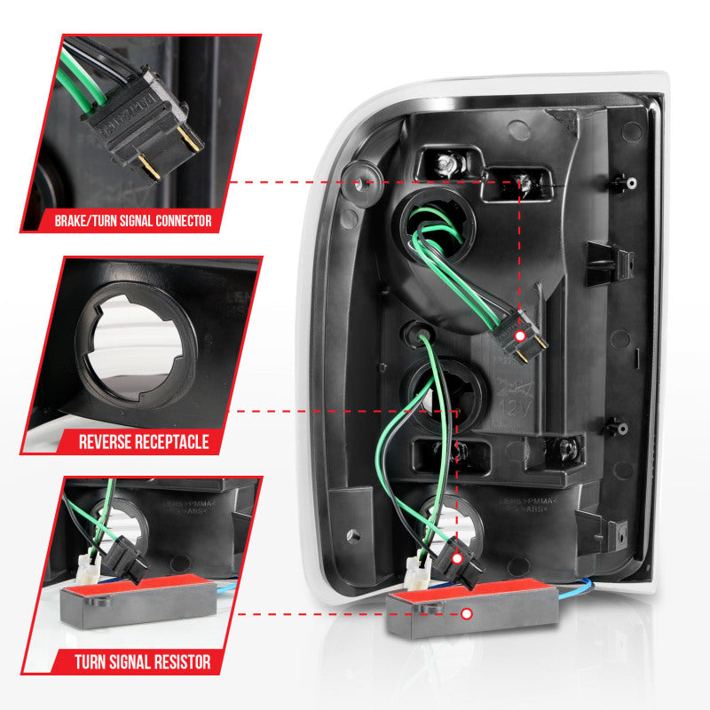 ANZO 1993-1997 Ford Ranger LED Tail Lights w/ Light Bar Black Housing ...