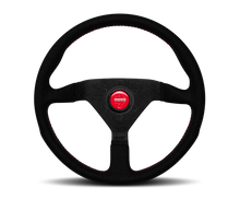 Load image into Gallery viewer, Momo Montecarlo Alcantara Steering Wheel 320 mm - Black/Red Stitch/Black Spokes