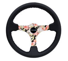 Load image into Gallery viewer, NRG Reinforced Steering Wheel (350mm / 3in. Deep) Blk Leather Floral Dipped w/ Blk Baseball Stitch