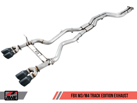 AWE Tuning BMW F8X M3/M4 Resonated Track Edition Exhaust - Chrome Silver Tips (102mm)