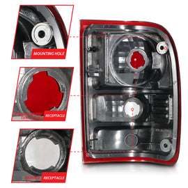 ANZO 2001-2011 Ford Ranger Taillights w/ Dark Red/Clear Lens (OE Replacement) Pair