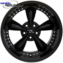 18x10 Deep Dish Gloss Black Bullitt Motorsport Wheel (94-04) full side view