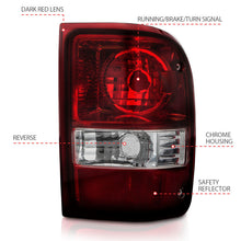 Load image into Gallery viewer, ANZO 2001-2011 Ford Ranger Taillights w/ Dark Red/Clear Lens (OE Replacement) Pair