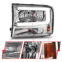 Load image into Gallery viewer, ANZO 99-04 Ford F250/F350/F450/Excursion (excl. 99) Crystal Headlights - w/ Light Bar Chrome Housing