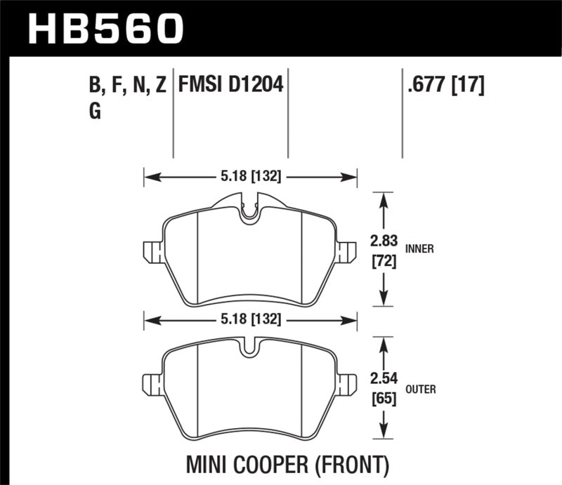 Hawk 05-06 JCW R53 Cooper S & 07+ R56 Cooper S Performance Ceramic Street Front Brake Pads
