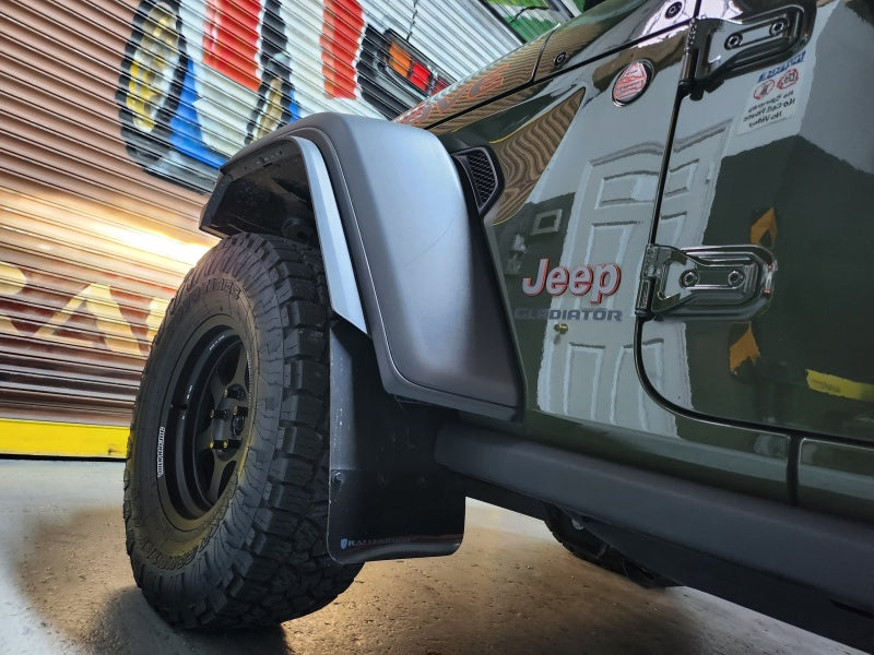 Rally Armor 19-23 Jeep JT Gladiator Mojave/Rubicon Black Mud Flap w/ Metallic Black Logo