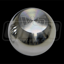 Load image into Gallery viewer, UPR Mustang Large Polished Billet Flat Top Shift Knob w/V6 Logo (79-04) 1008-2-55