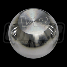 Load image into Gallery viewer, UPR Mustang Large Satin Billet Flat Top Shift Knob w/V8 Logo (79-04) 1008-2-56