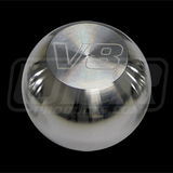 UPR Large Polished Billet Flat Top Shift Knob w-V8 Logo (79-04)