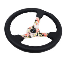 Load image into Gallery viewer, NRG Reinforced Steering Wheel (350mm / 3in. Deep) Blk Leather Floral Dipped w/ Blk Baseball Stitch