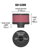 K&N Clamp On Rubber Base Crankcase Vent Filter 0.375in Flange ID x 2in OD x 1.5in Height