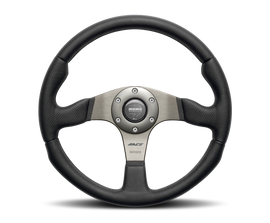 Momo Race Steering Wheel 320 mm - Black Leather/Anth Spokes