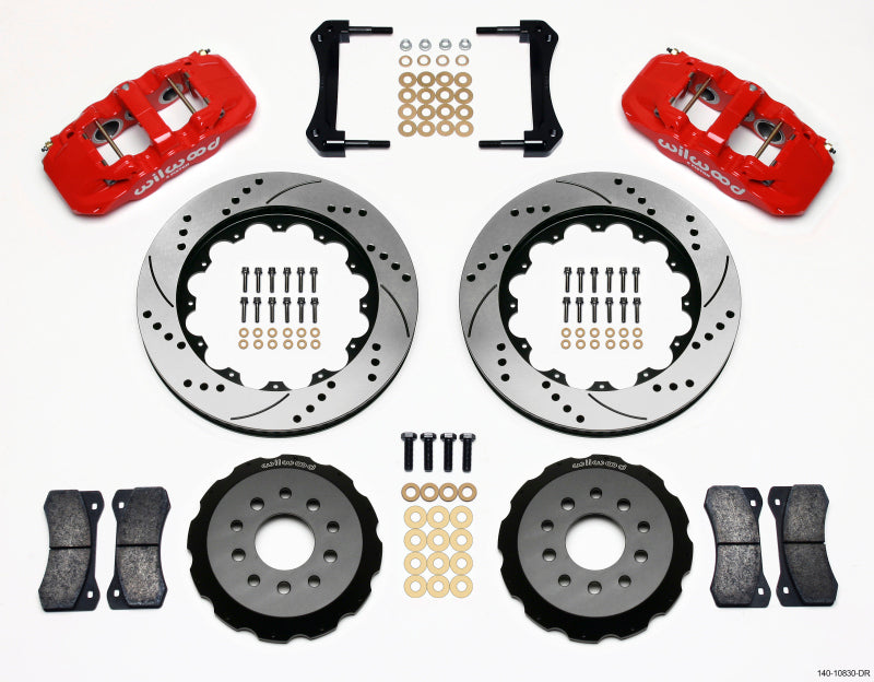 Wilwood AERO6 Front Hat Kit 14.00 Drilled Red 2005-2014 Mustang