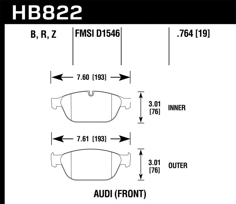 Hawk 12-17 Audi A8 Quattro / 14-17 Audi SQ5 Performance Ceramic Street Front Brake Pads