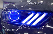 Load image into Gallery viewer, Oracle 15-17 Ford Mustang Dynamic RGB+A Pre-Assembled Headlights - Black Edition - ColorSHIFT