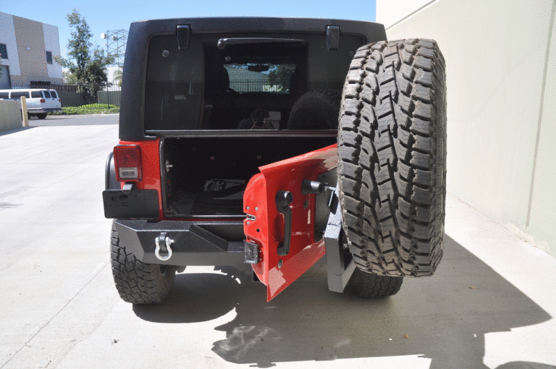 DV8 Offroad 07-18 Jeep Wrangler RS-2 Single Action Rear Bumper & Tire Carrier w/ Bearing