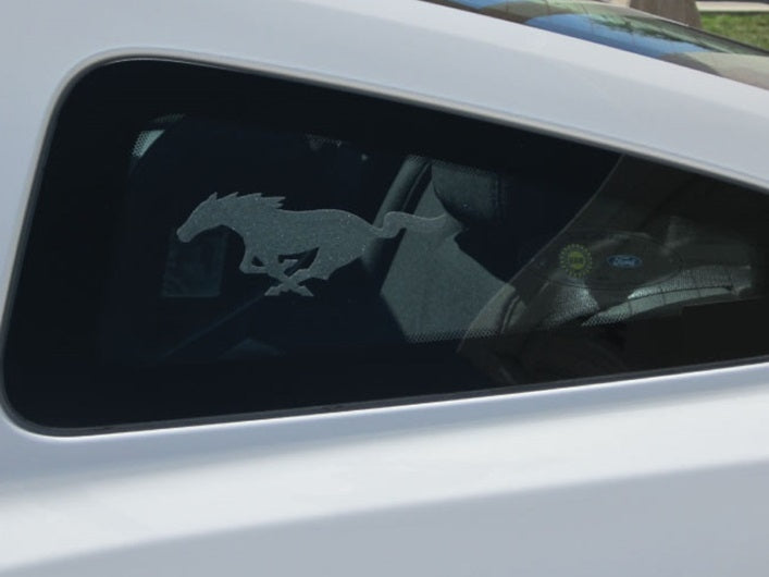 Vinyl Mustang Running Pony Etched Window Decals - Pair (05-14)