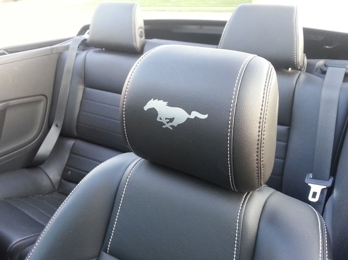 Mustang Vinyl Solid Running Pony Headrest Decals - Pairs (10-14)