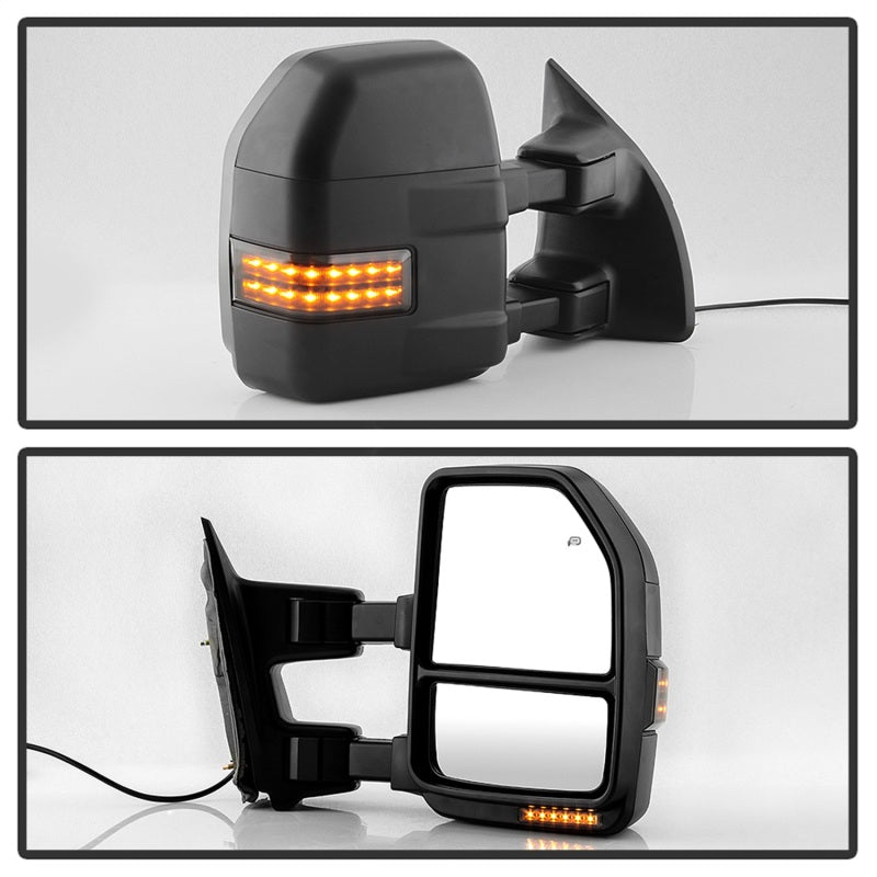 xTune 99-07 Ford SuperDuty Heated LED Telescoping Pwr Mirrors-Smk (Pair) (MIR-FDSD99S-G4-PW-RSM-SET)