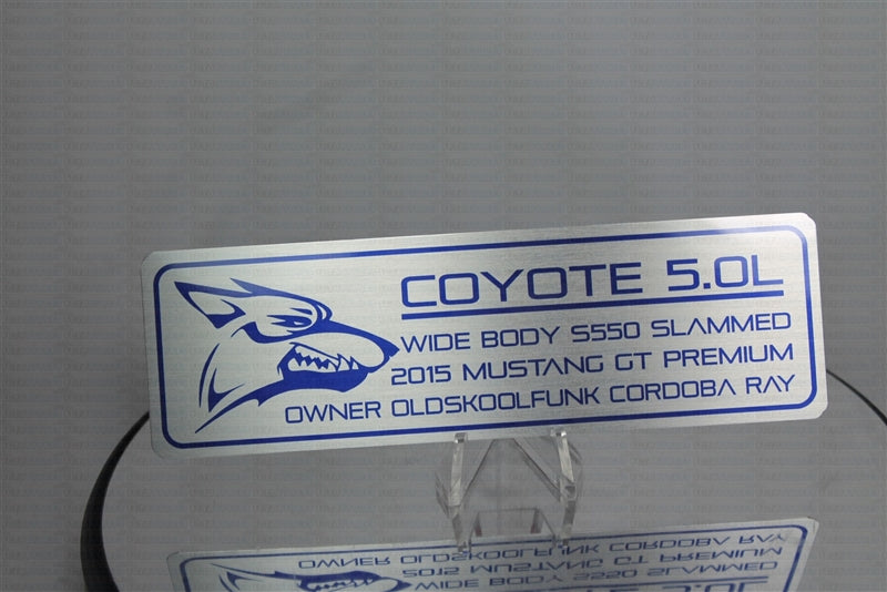 Ford Mustang Brushed Plenum Plaque - 5.0L Coyote (2015-18)