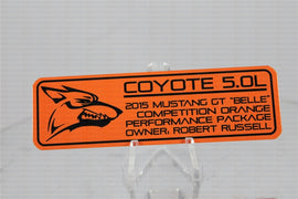 Ford Mustang Aluminum Dash Plaque - Coyote 5.0L (2011-17)