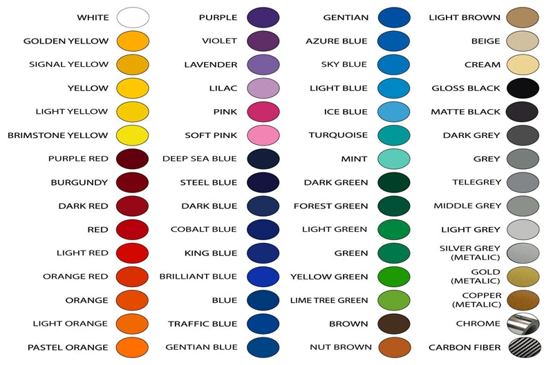 Ford Licensed Color options for Vinyl decals
