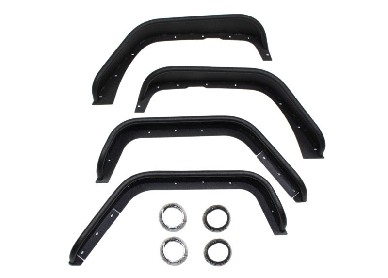 Fishbone Offroad 07-18 Jeep Wrangler JK Front/Rear Steel Tube Fenders -Blk Txtrd Pwdercoat(Set of 4)