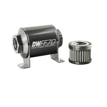 Load image into Gallery viewer, DeatschWerks Stainless Steel 8AN 100 Micron Universal Inline Fuel Filter Housing Kit (70mm)