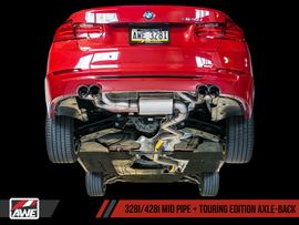 AWE Tuning BMW F3X N20/N26 328i/428i Touring Edition Exhaust Quad Outlet - 80mm Chrome Silver Tips