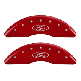 MGP 4 Caliper Covers Engraved Front & Rear Oval logo/Ford Red finish silver ch