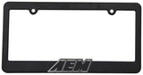 AEM License Plate Frame - Black w/ White Lettering