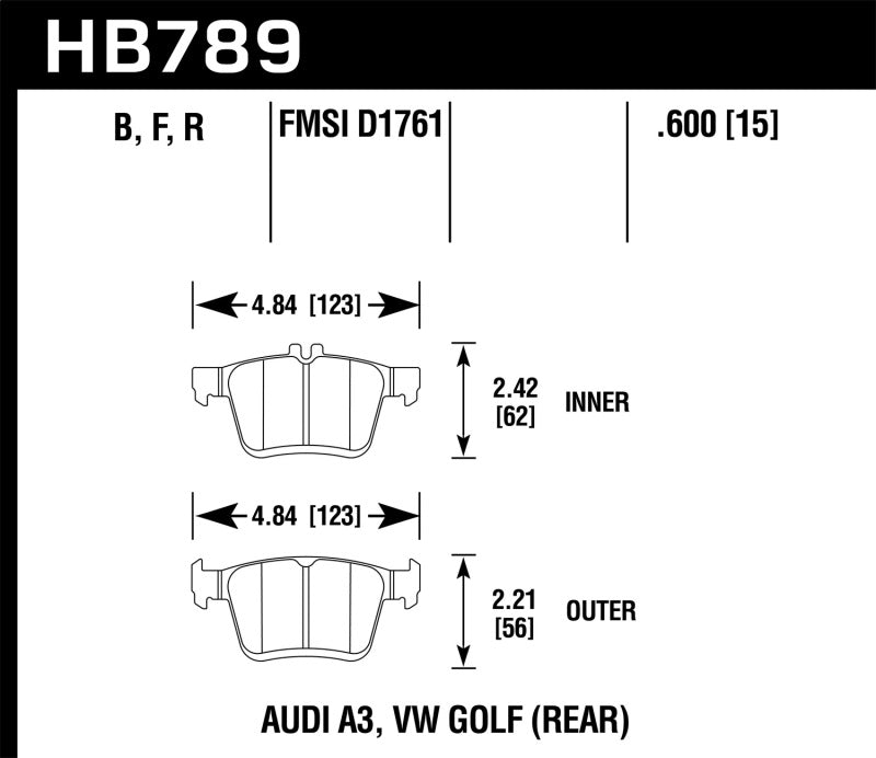 Hawk 15-17 Audi A3/A3 Quattro HPS 5.0 Rear Brake Pads