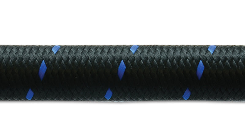 Vibrant -6 AN Two-Tone Black/Blue Nylon Braided Flex Hose (2 foot roll)