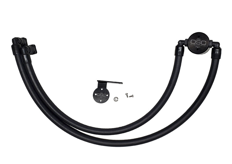 J&amp;L 17-23 Ford F-250 6.2L/7.3L Passenger Side Oil Separator 3.0 - Black Anodized
