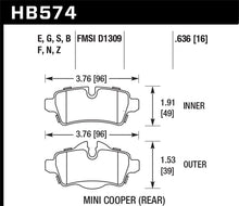 Load image into Gallery viewer, Hawk 07+ Mini Cooper Performance Ceramic Street Rear Brake Pads